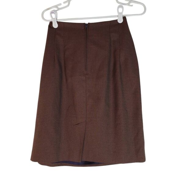 Inclinations Micro Houndstooth Pleated Back Zip Pencil Skirt Brown Tan Size 10 - Picture 9 of 12